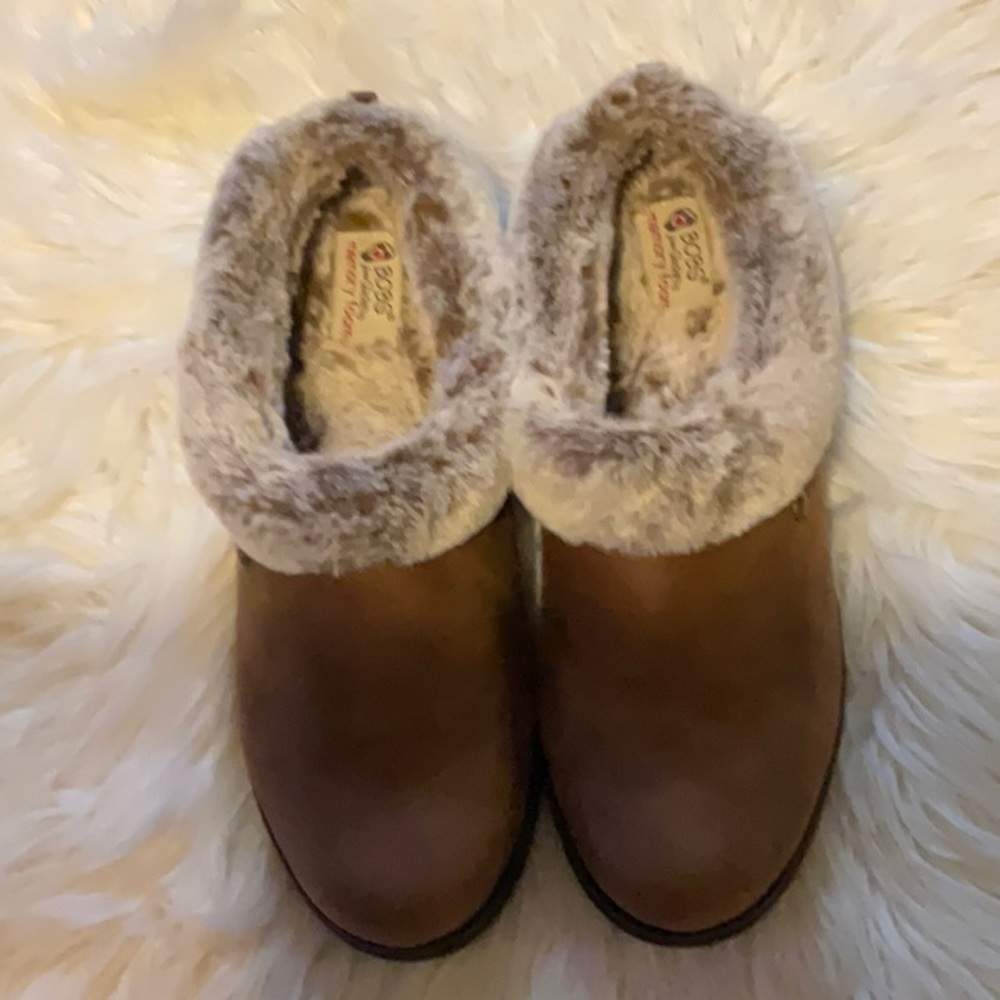 Skechers BOBS Brown Faux Fur Lined Shootie Memory Foam Slipper Brand Size 11
